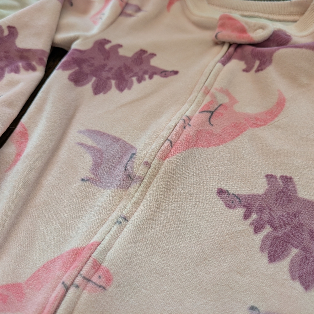 Carter's Pink and Cream Dinosaur Print Footies - Picture 5 of 8